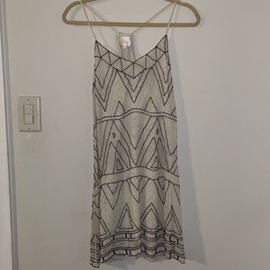 Parker Beaded Black and White Dress